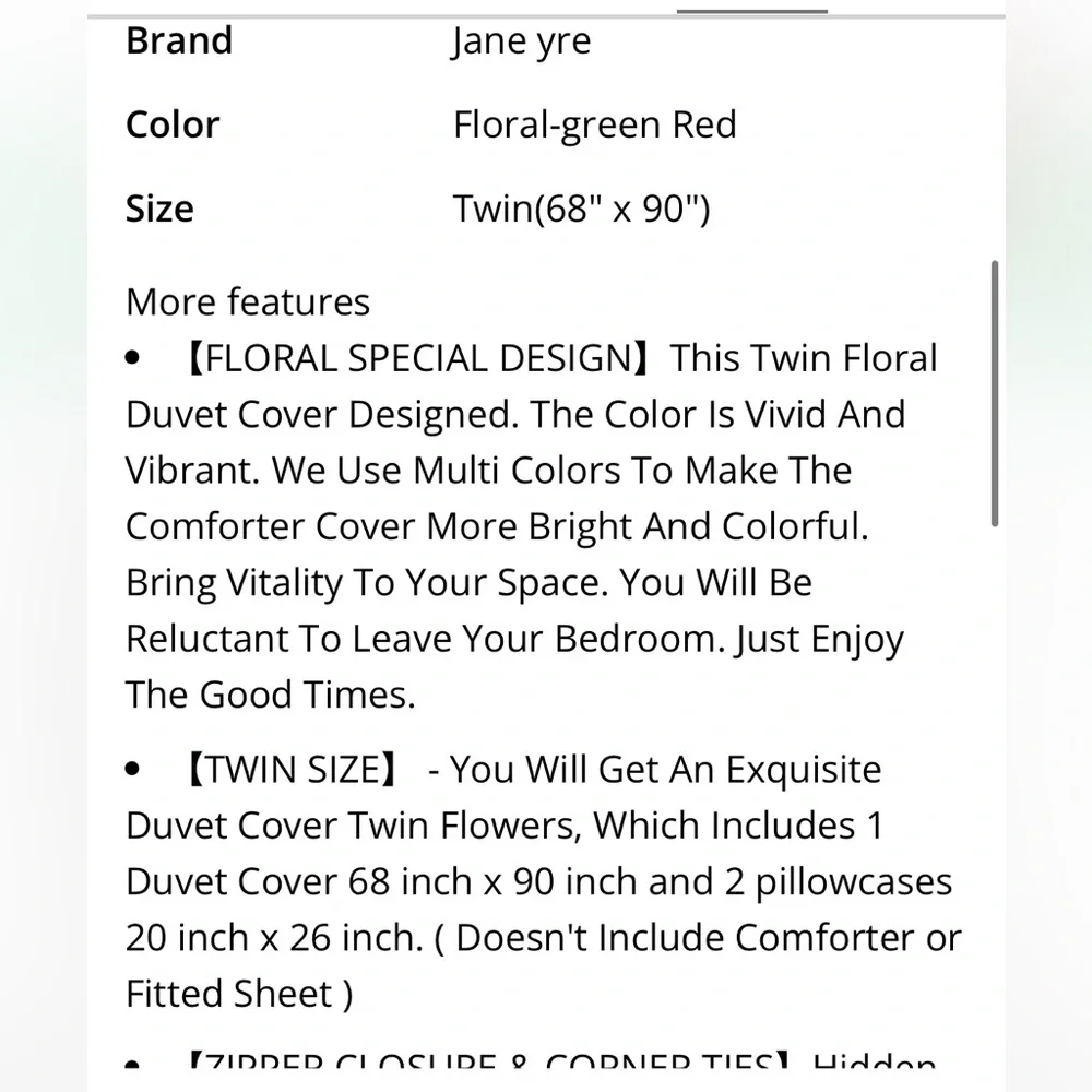 Floral Pattern Bedding Set-TWIN SIZE